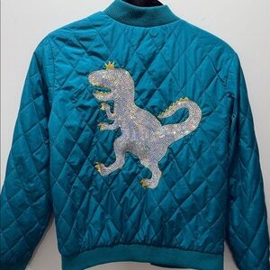 Cat & Jack Teal Jacket with Silver Dinosaur 0093